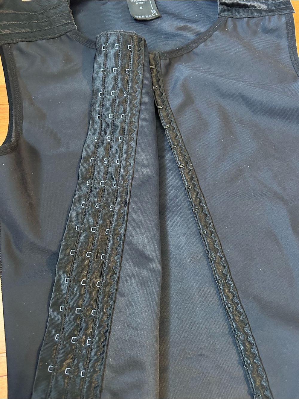 Men's Black Compression Shaping Vest with Front Hook Closure